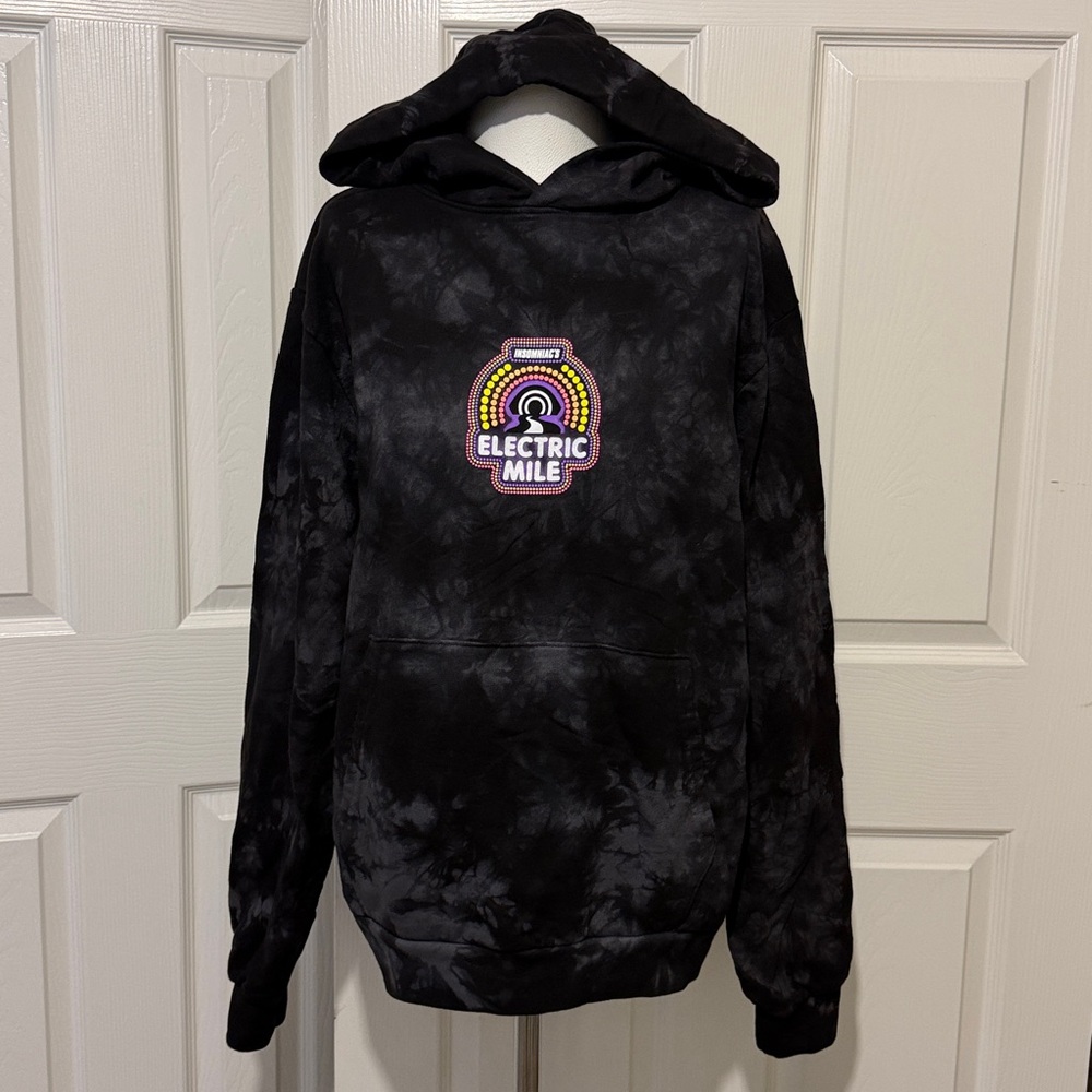 Insomniac Black Tie-Dye Hoodie with 'Electric Mile' Patch Wonderland Raver
